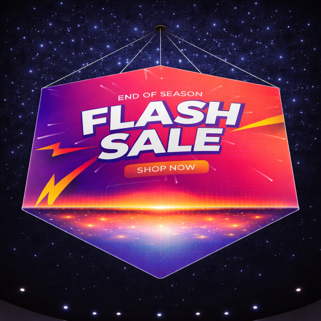 Backlit triangular Formulate Hanging Banner